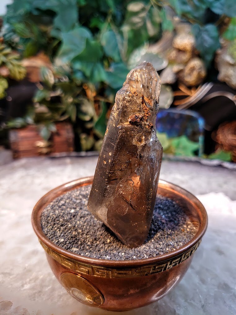 3 1/2" Smoky Quartz Point with Aegirine & Rutile from Malawi for Home and Altar Decor / 63.96g / Collection / Meditation / Rutilated Quartz