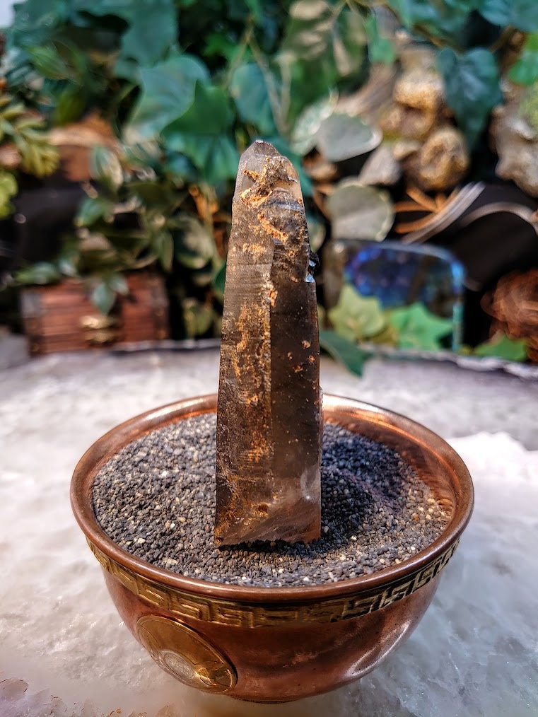 3 1/2" Smoky Quartz Point with Aegirine & Rutile from Malawi for Home and Altar Decor / 63.96g / Collection / Meditation / Rutilated Quartz