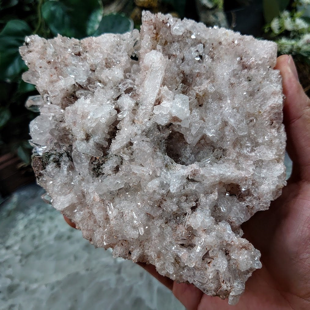 Beautiful Double Sided Colombian Pink Quartz Plate / 950g / Lithium / for Crystal Healing / Home and Altar Decor / Large Cabinet Class