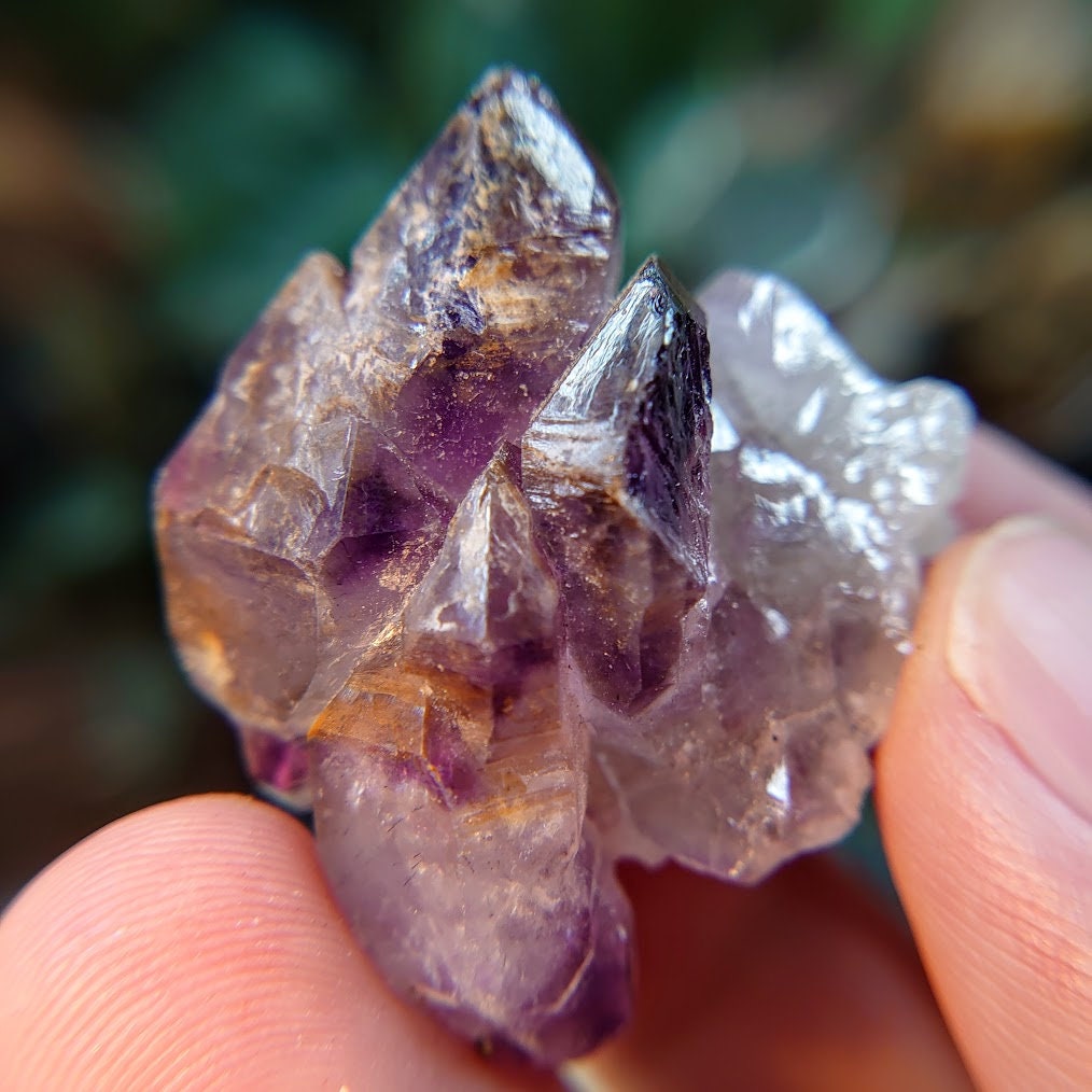 Smoky Amethyst Scepter/Cluster with Cacoxenite from Espírito Santos, Brazil for Collection / 25.58g /  Meditation/ Super Seven Locality