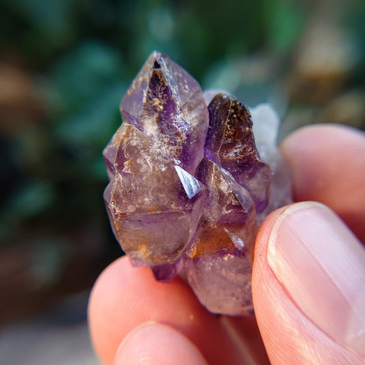 Smoky Amethyst Scepter/Cluster with Cacoxenite from Espírito Santos, Brazil for Collection / 25.58g /  Meditation/ Super Seven Locality