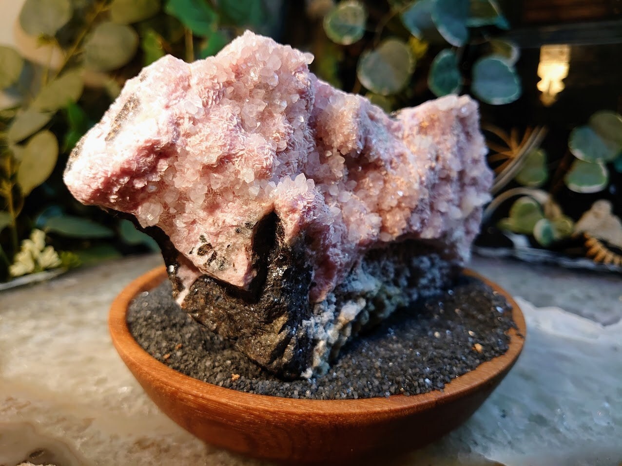 1,646g Large Rhodochrosite Cabinet Specimen with Quartz, Sphalerite and Pyrite from Peru for Home and Altar Decor / Collection / Energy