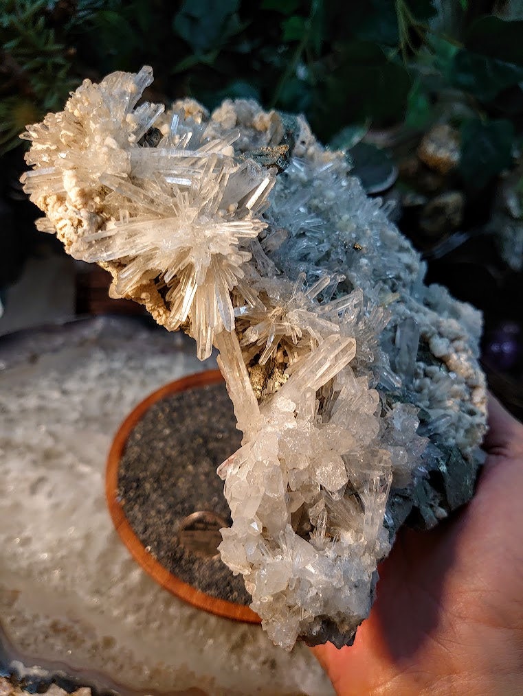 Epic Needle Quartz Cluster with Pyrite Inclusions and Calcite from Greece for Home & Altar Decor / 1,386g / Collection / Cabinet Specimen