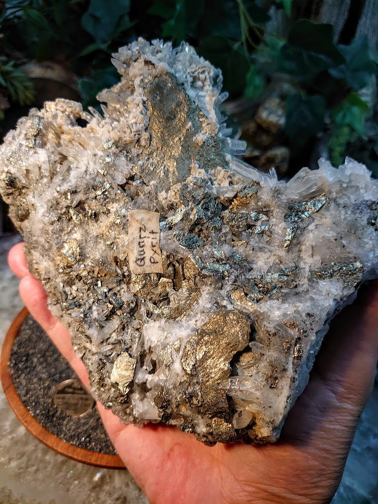 Epic Needle Quartz Cluster with Pyrite Inclusions and Calcite from Greece for Home & Altar Decor / 1,386g / Collection / Cabinet Specimen