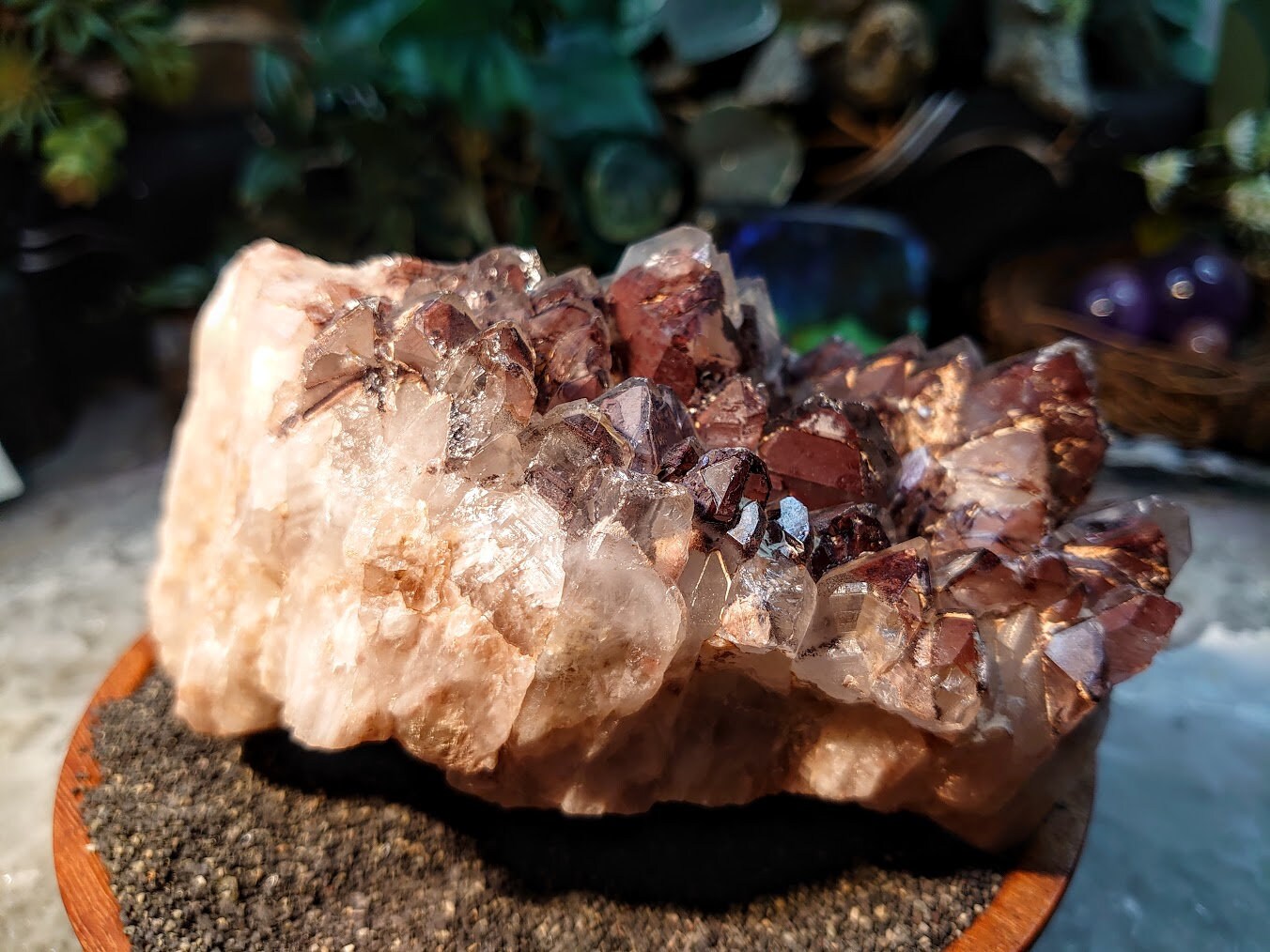 Awesome Hematite Quartz Cluster with Black and Red Phantoms from Zambia / 984g / Hematoid Quartz for Crystal Healing / Cabinet Size Class