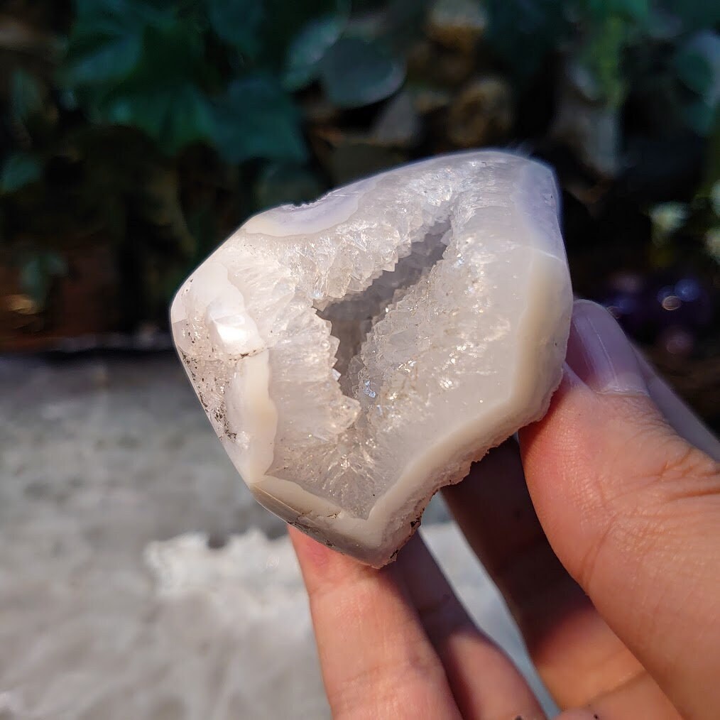 Blue Lace Agate Geode, Semi Polished from Malawi for Home & Altar Decor / 184g / Collection / Druzy Caves Are Great / Small Cabinet Size