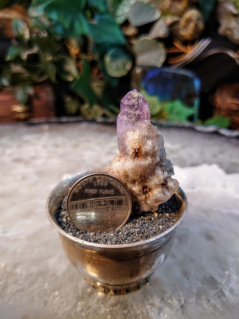 Shangaan Amethyst Crystal in Quartz Druzy from Zimbabwe for Collection / 27.33g / Meditation/ Miniature Class