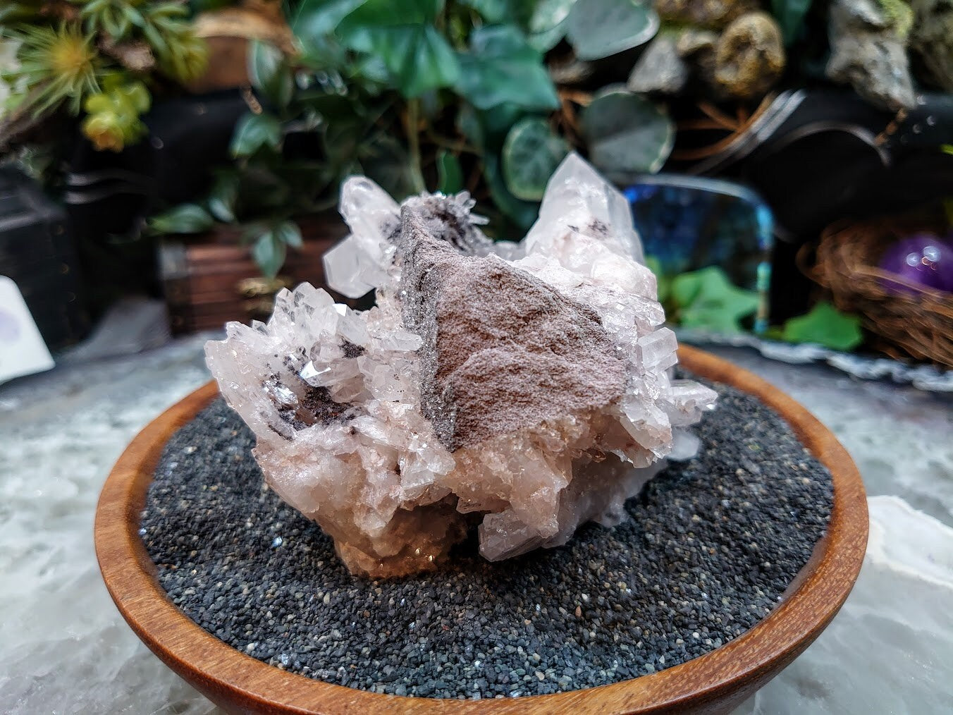 Colombian Pink Quartz Cluster with Large Double Terminated Tabular Crystal / Self Standing / 549g  / Cabinet Size Specimen / Natural