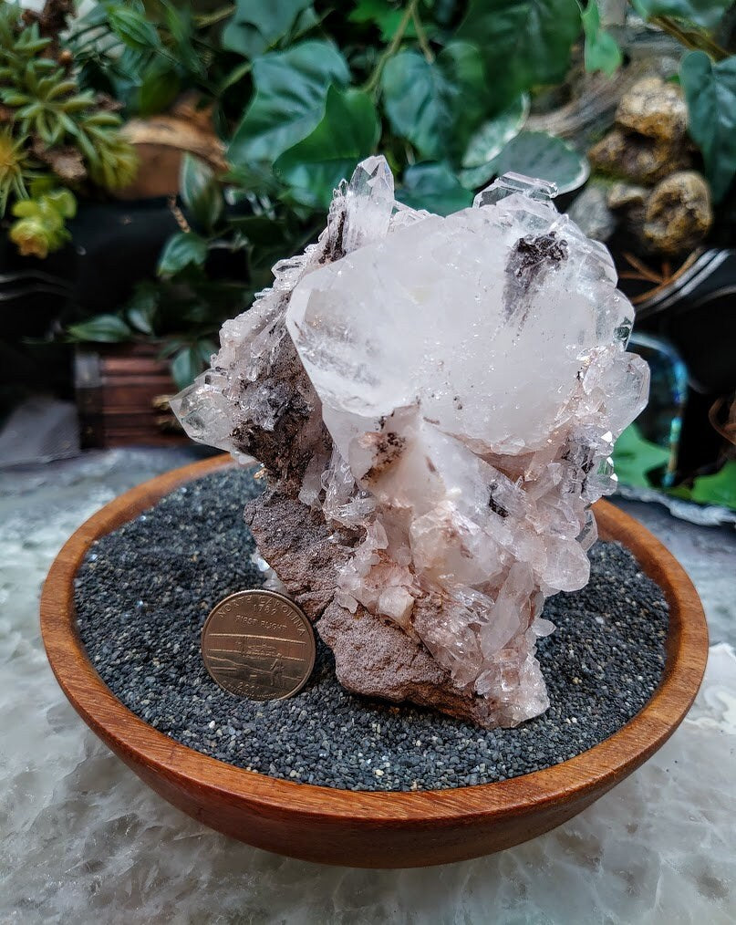 Colombian Pink Quartz Cluster with Large Double Terminated Tabular Crystal / Self Standing / 549g  / Cabinet Size Specimen / Natural