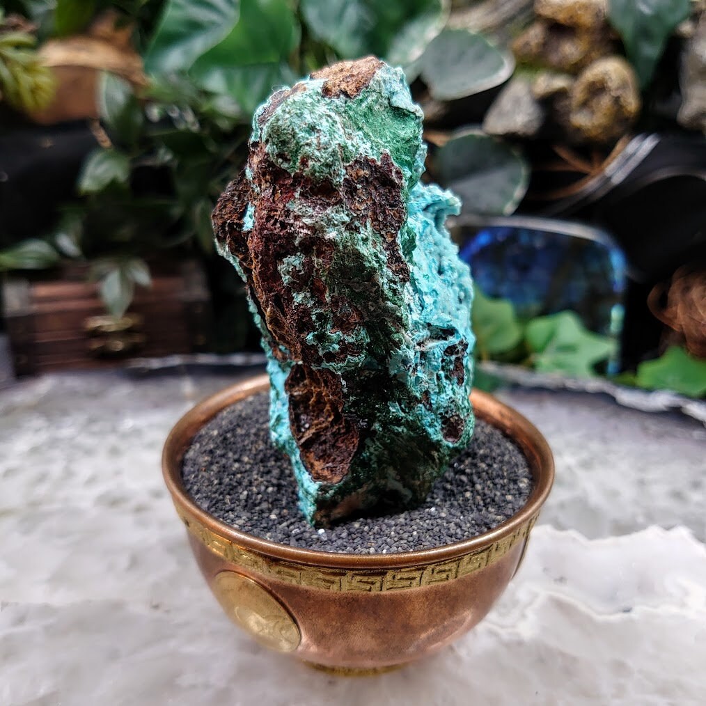 Beautiful Chrysocolla with Malachite and Druzy on Matrix for Home and Altar Decor / 220g / Small Cabinet Size / Crystal Healing / Collection