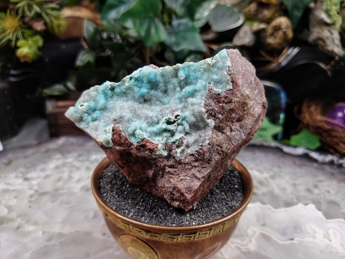 Sparkling Light Blue Chrysocolla Druzy on Matrix for Home and Altar Decor / 238g / Crystal Healing / Collection / Gifting for Her & Him