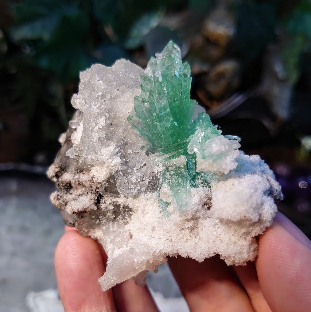 Incredible Green Apophyllite Bowtie on Chalcedony and Smoky Calcite Cluster for Altar Decor / 132g / Collectors / Small Cabinet Specimen