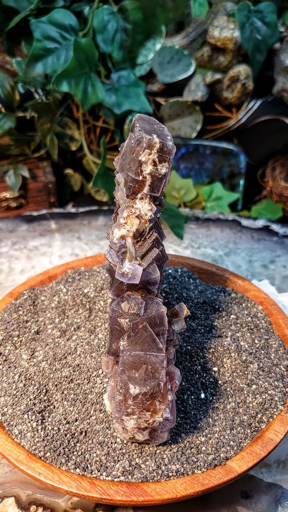 Gorgeous Dark Grey Double Sided Fluorite Cluster on Calcite Matrix from Baluchistan Province, Pakistan / 355g / Collection / Cabinet Size