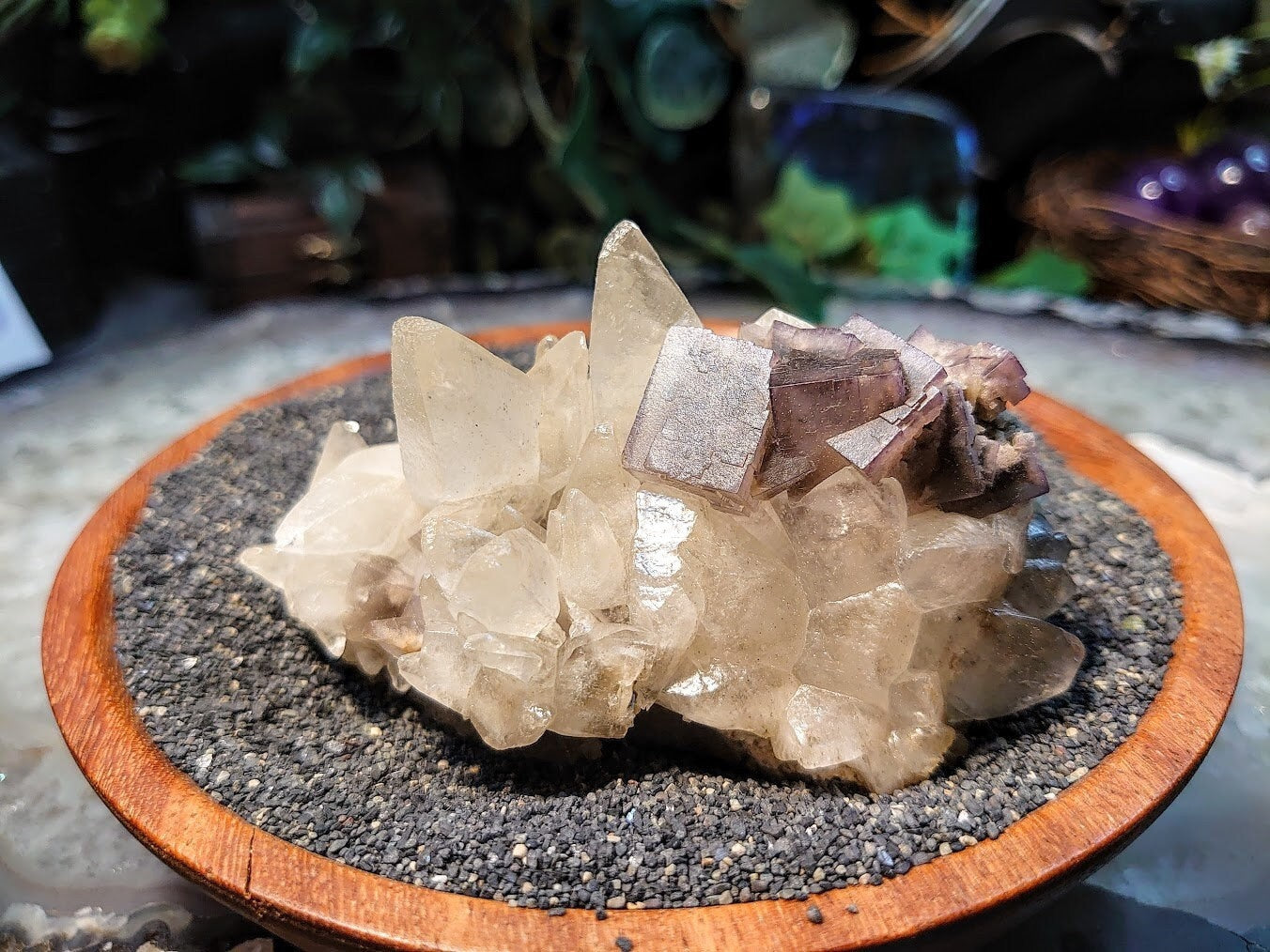 Dogtooth Calcite Cluster with Purple Fluorite and Quartz Druzy from Baluchistan Province, Pakistan / 182g / Collection