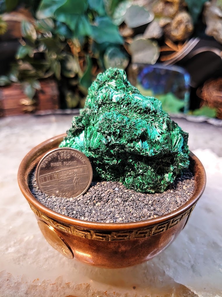 Silky Fibrous Malachite Specimen from Kasompe, Congo for Home and Altar Decor / 123g / Collection / Crystal Healing / Small Cabinet Size