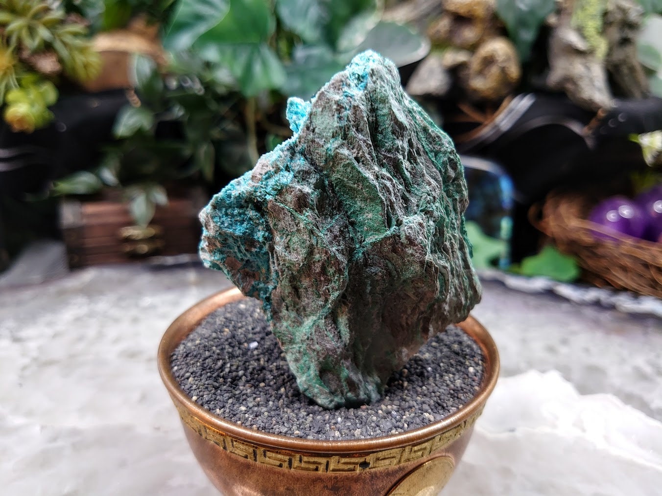 Chrysocolla with Malachite Crystals on Matrix for Home and Altar Decor / 118.73g / Small Cabinet Size / Crystal Healing / Collection