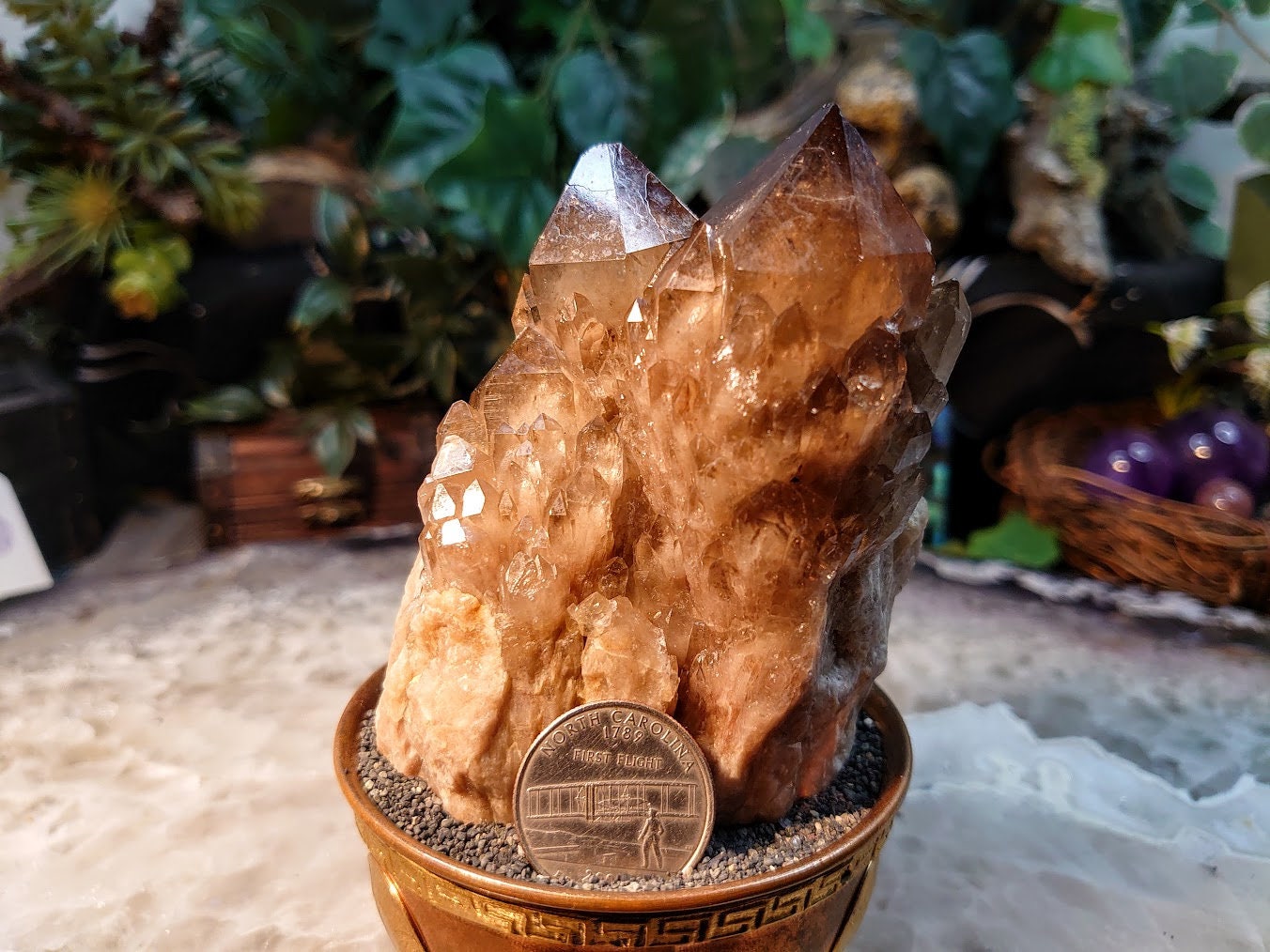 Gorgeous Kundalini Congo Smoky Citrine Cluster with Phantoms for Altar and Home Decor / 430g / Energy Work / Crystal Healing / Reiki