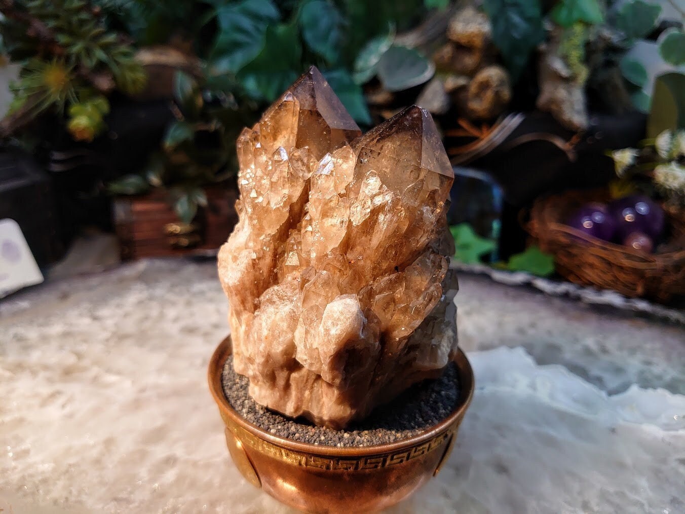 Gorgeous Kundalini Congo Smoky Citrine Cluster with Phantoms for Altar and Home Decor / 430g / Energy Work / Crystal Healing / Reiki