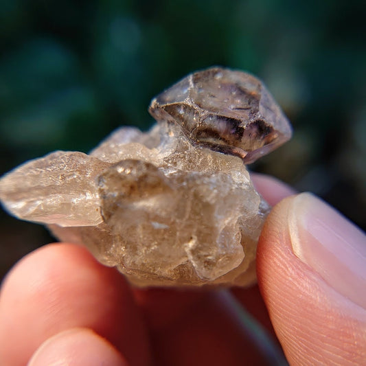 Smoky Amethyst Double Terminated Crystal on Quartz with Goethite from Espírito Santos, Brazil for Collection / 23.86g / Super Seven Locality