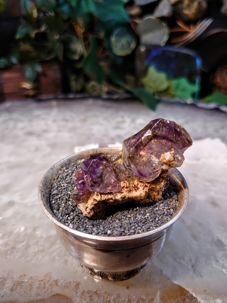 Beautiful Shangaan Amethyst Cluster on Quartz from Zimbabwe for Collection / 25.17g / Meditation/ Miniature Class