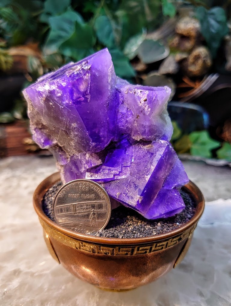 Smoky Purple Fluorite Cluster "Purple Rain Pocket" on Matrix From United Kingdom for Altar Decor / 261g / Small Cabinet Size / Collection