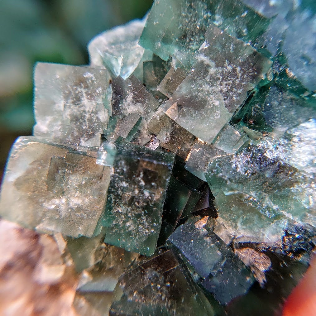 Naughty Gnome Pocket Green/Blue Fluorite Cluster "Diana Maria Mine" on Matrix From United Kingdom / 296g / Small Cabinet Size