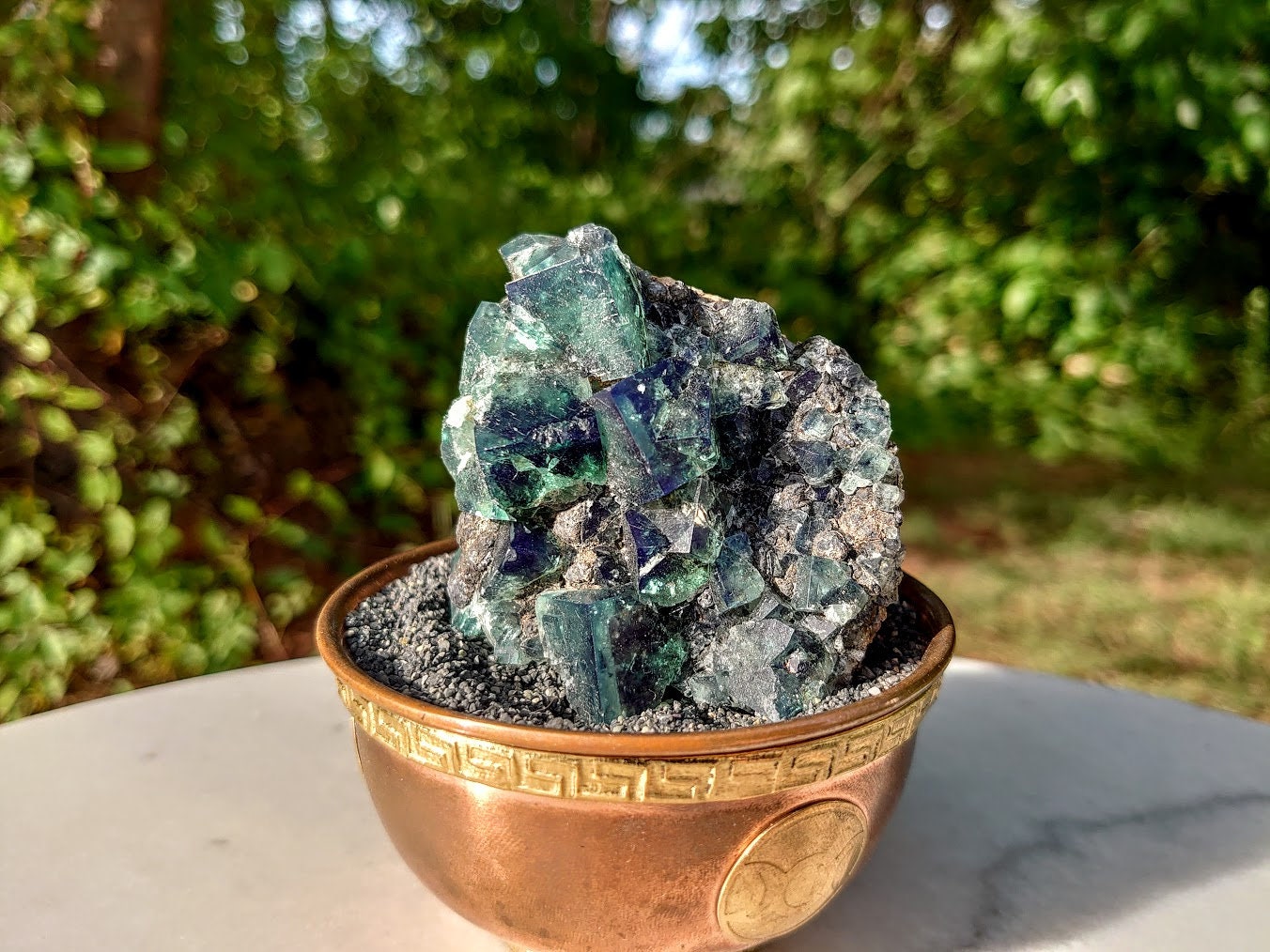 Naughty Gnome Pocket Green/Blue Fluorite Cluster "Diana Maria Mine" on Matrix From United Kingdom / 211g / Small Cabinet Size