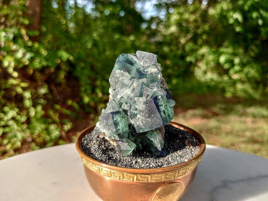 Naughty Gnome Pocket Green/Blue Fluorite Cluster "Diana Maria Mine" on Matrix From United Kingdom / 181g / Small Cabinet Size