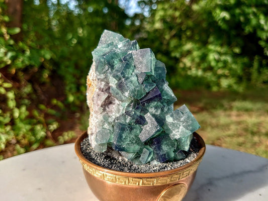 Naughty Gnome Pocket Green/Blue Fluorite Cluster "Diana Maria Mine" on Matrix From United Kingdom / 260g / Small Cabinet Size