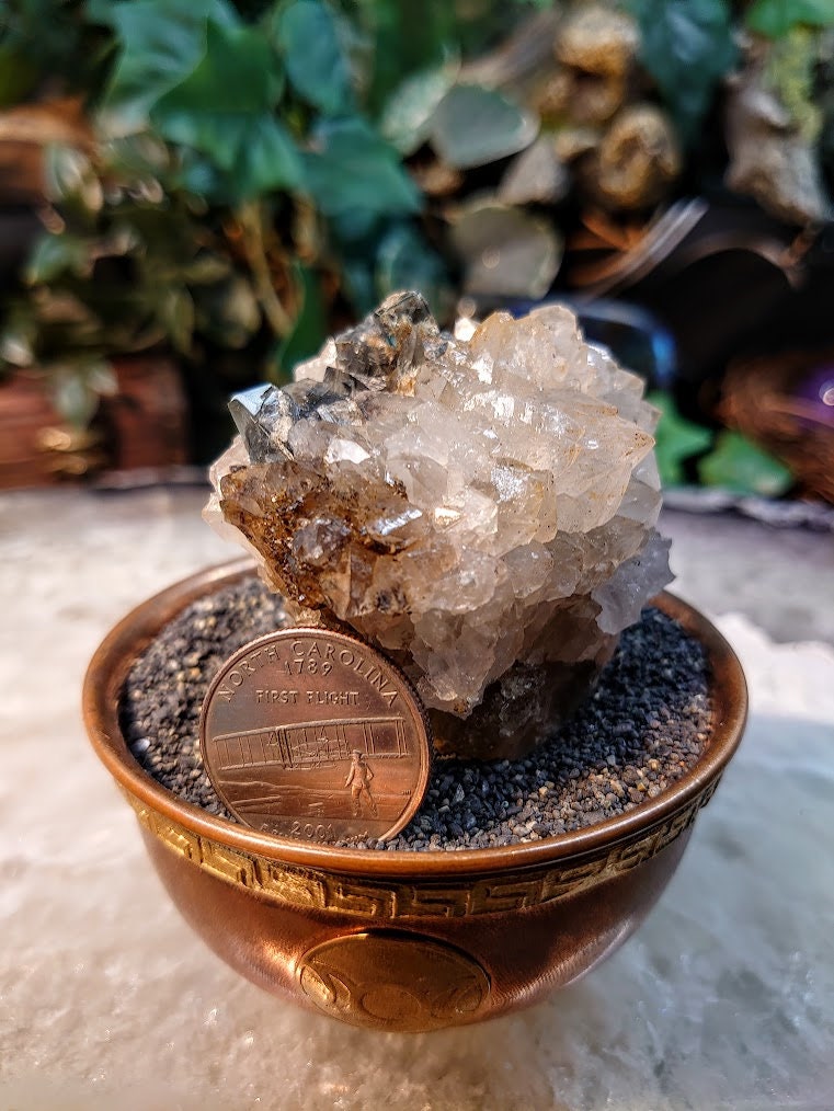 Milky Way Pocket Blue/Green Fluorite Cluster on Quartz, Diana Maria Mine, Rogerley Quarry From United Kingdom / 166g / Small Cabinet Size