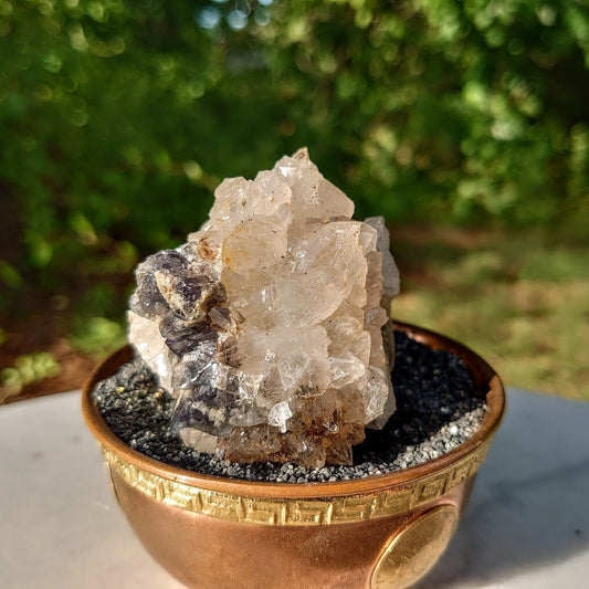 Milky Way Pocket Blue/Green Fluorite Cluster on Quartz, Diana Maria Mine, Rogerley Quarry From United Kingdom / 166g / Small Cabinet Size