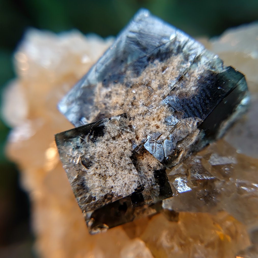 Milky Way Pocket Blue/Green Fluorite Cluster on Quartz, Diana Maria Mine, Rogerley Quarry From United Kingdom / 310g / Small Cabinet Size