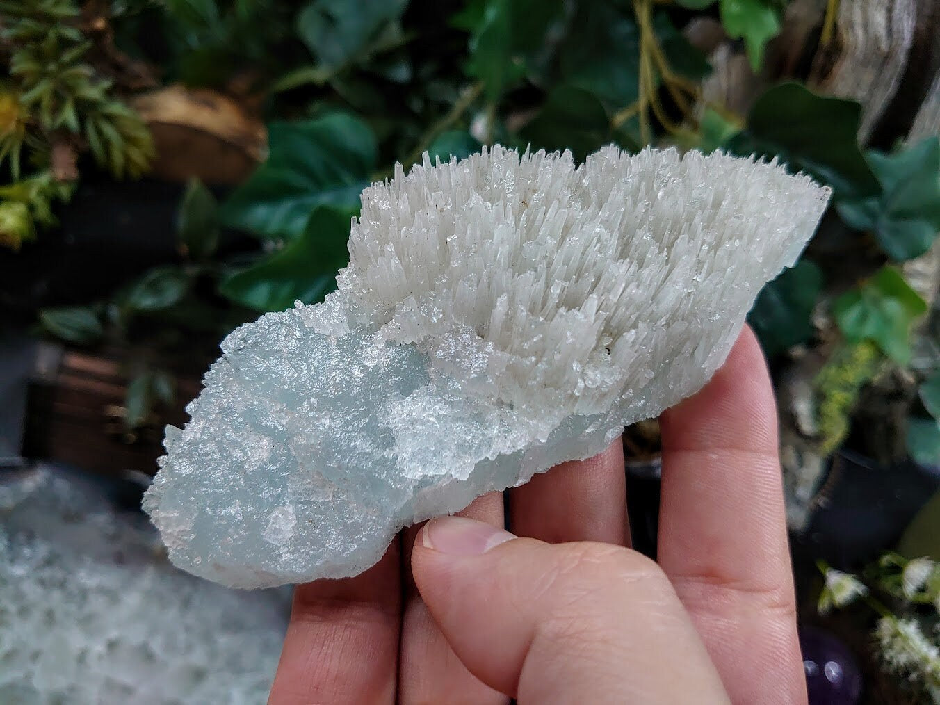 Gemmy Blue Aragonite Crystal with Needle Formations from Attiki Prefecture, Greece / 140g / Small Cabinet Class / Mineral Collection /