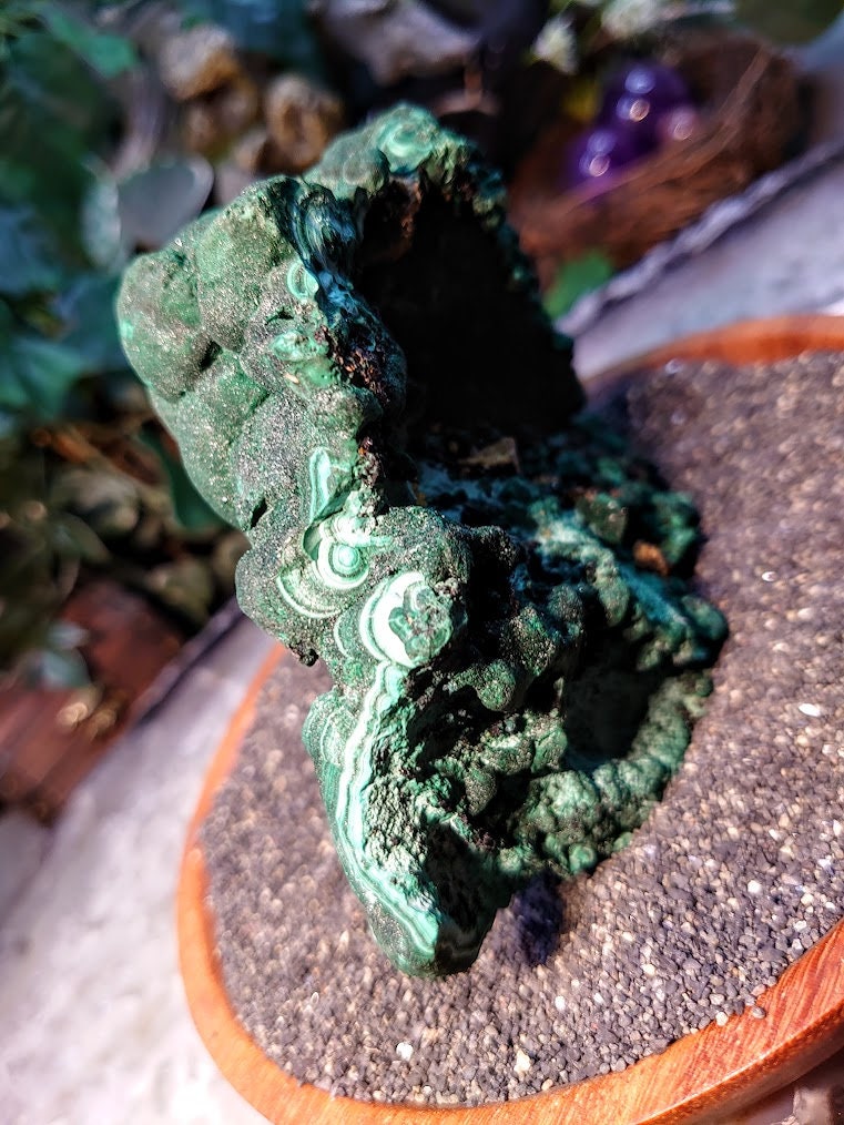 Glittering Botryoidal Malachite Specimen from Kasompe, Congo for Home and Altar Decor / 708g / Collection / Cabinet Size