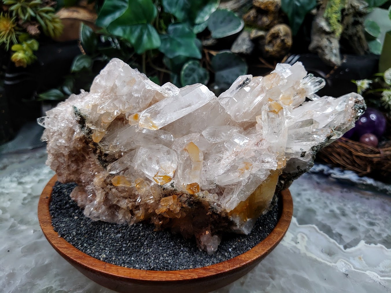 Exquisite Colombian Pink and Orange Quartz Cluster with Self Healing / 819g / Lithium / Halloysite / Mango Quartz / Large Cabinet Size