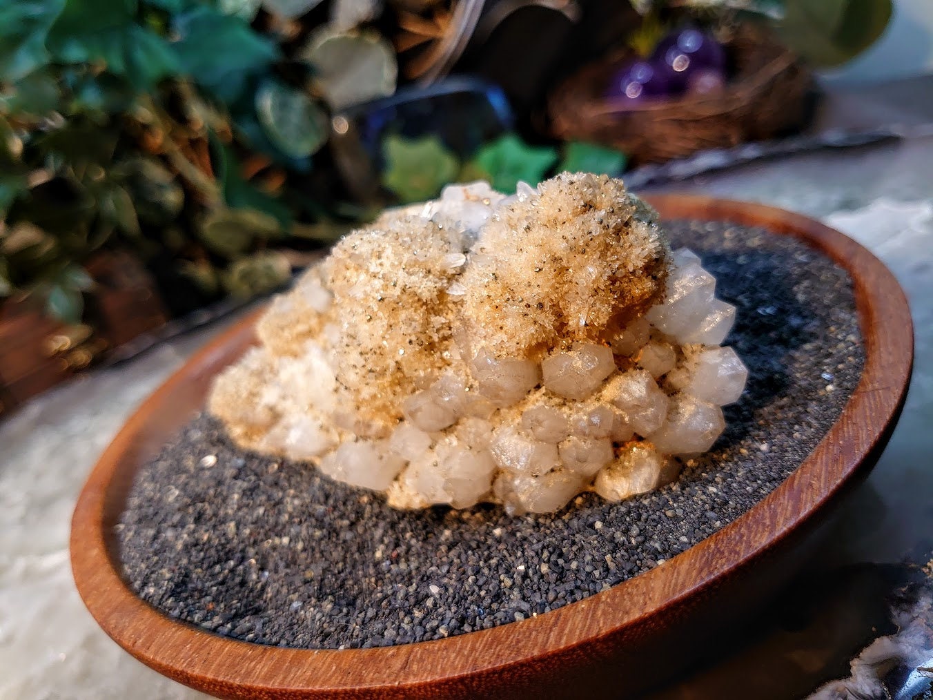 Quartz Cluster with Glittering Pyrite Inclusions from Slovakia for Home and Altar Decor / 234g / Collection / Cabinet Size Class