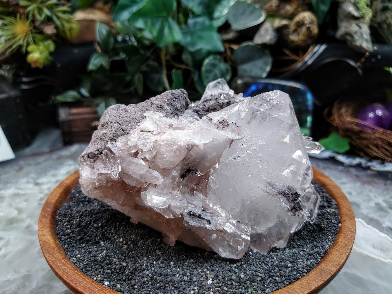 Colombian Pink Quartz Cluster with Large Double Terminated Tabular Crystal / Self Standing / 549g  / Cabinet Size Specimen / Natural