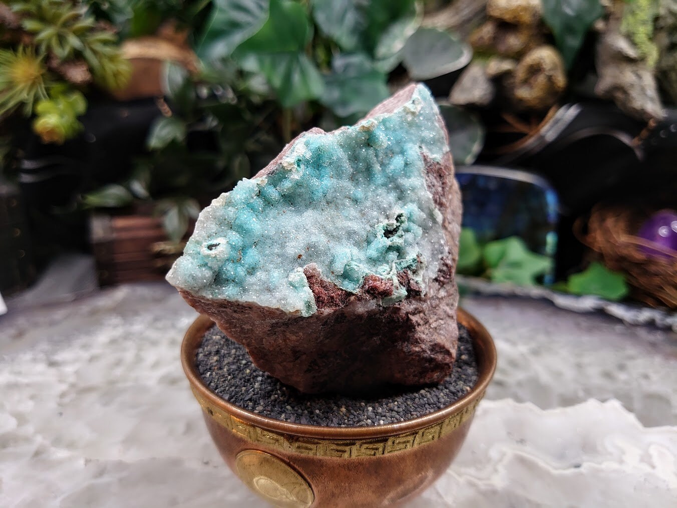 Sparkling Light Blue Chrysocolla Druzy on Matrix for Home and Altar Decor / 238g / Crystal Healing / Collection / Gifting for Her & Him