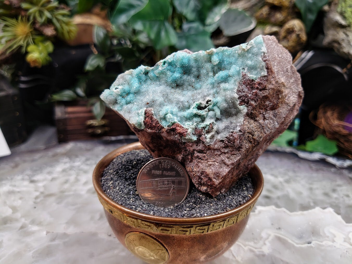 Sparkling Light Blue Chrysocolla Druzy on Matrix for Home and Altar Decor / 238g / Crystal Healing / Collection / Gifting for Her & Him