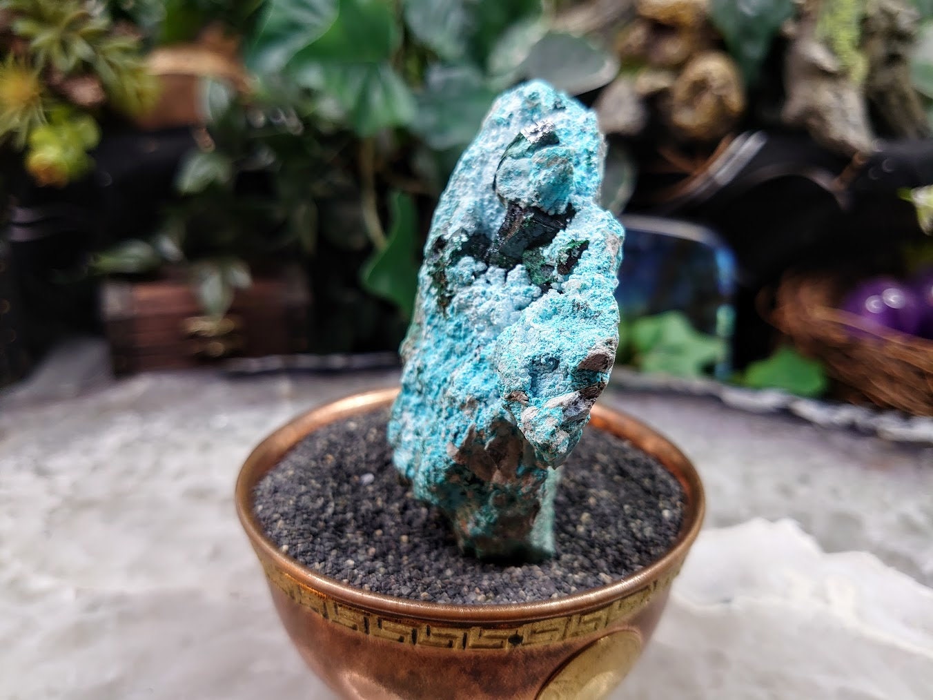 Chrysocolla with Malachite Crystals on Matrix for Home and Altar Decor / 118.73g / Small Cabinet Size / Crystal Healing / Collection