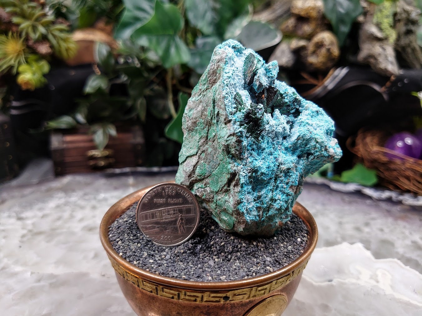 Chrysocolla with Malachite Crystals on Matrix for Home and Altar Decor / 118.73g / Small Cabinet Size / Crystal Healing / Collection