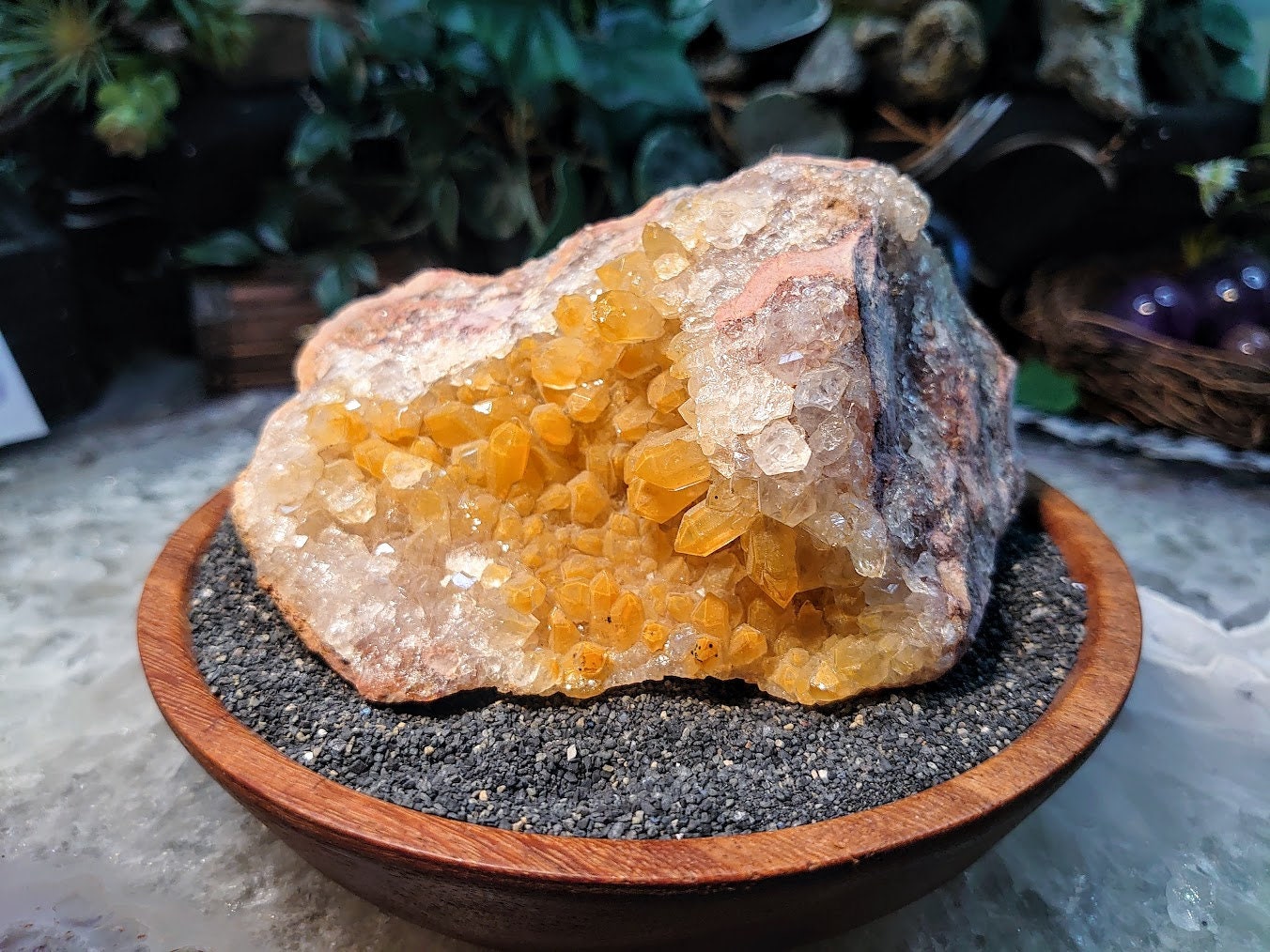 Natural Limonite Golden Healer Geode with Yellow Phantoms from Zambia, Africa for Crystal Healing / 730g / Reiki / Home Decor / Cabinet Size