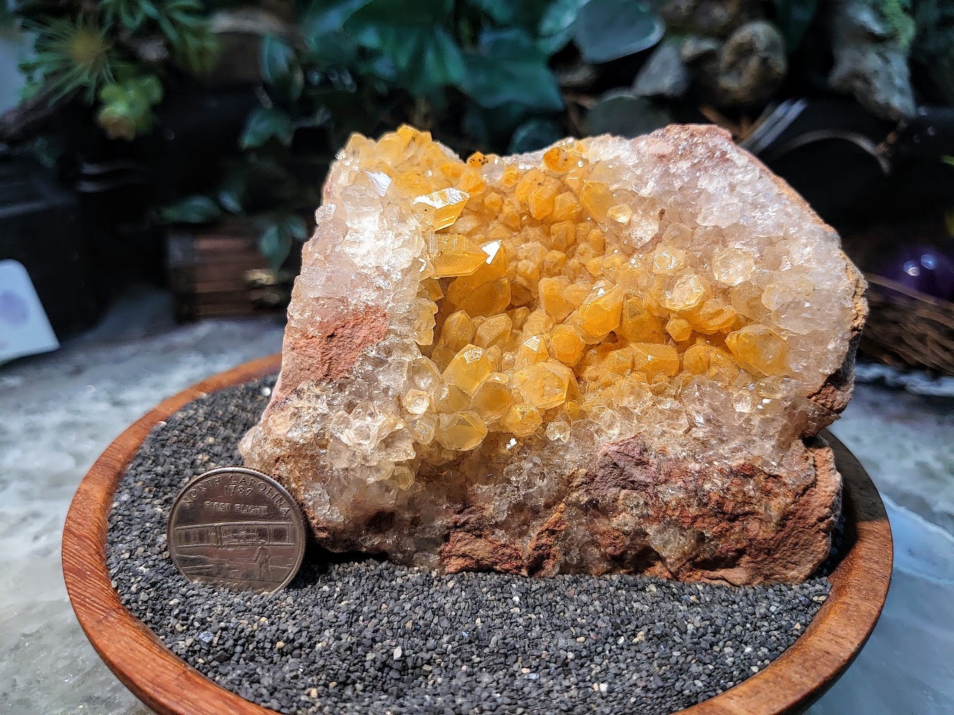 Natural Limonite Golden Healer Geode with Yellow Phantoms from Zambia, Africa for Crystal Healing / 730g / Reiki / Home Decor / Cabinet Size