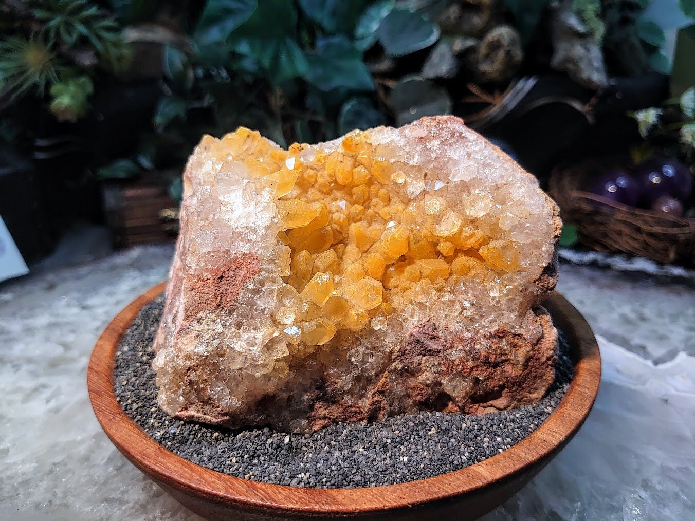 Natural Limonite Golden Healer Geode with Yellow Phantoms from Zambia, Africa for Crystal Healing / 730g / Reiki / Home Decor / Cabinet Size