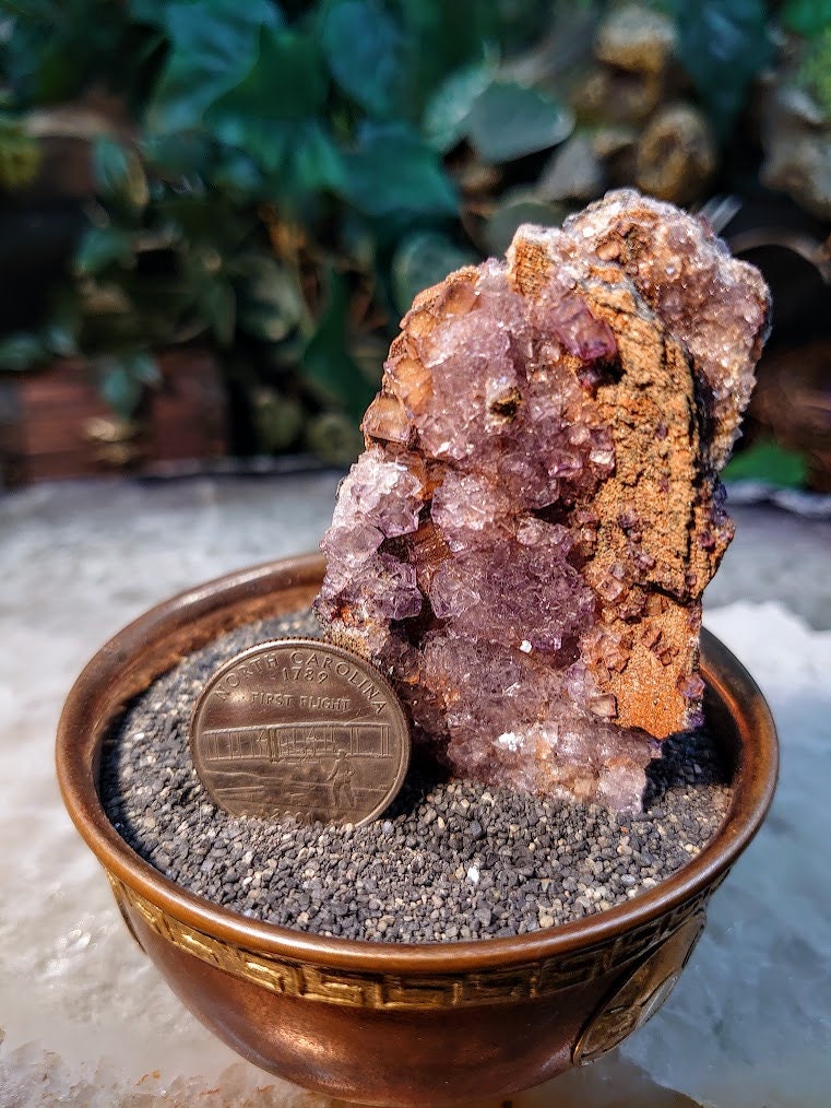 Double Sided Purple Fluorite Cluster on Matrix from Attiki Prefecture, Greece for Collection / 90.22g / Altar Decor / Small Cabinet Size /UV