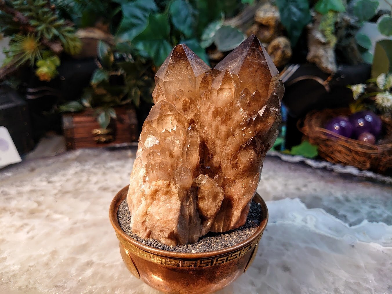 Gorgeous Kundalini Congo Smoky Citrine Cluster with Phantoms for Altar and Home Decor / 430g / Energy Work / Crystal Healing / Reiki