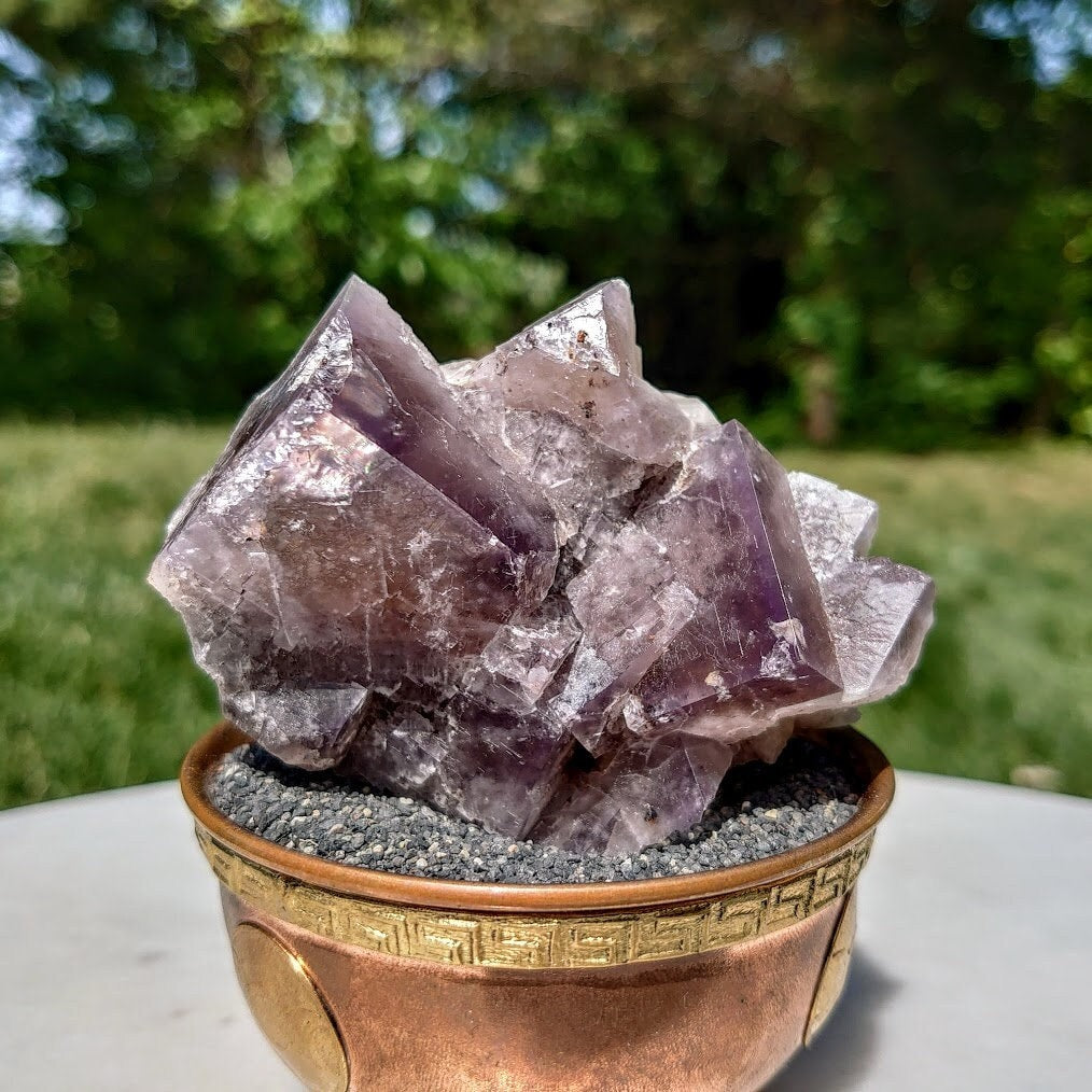 Smoky Purple Fluorite Cluster "Purple Rain Pocket" on Matrix From United Kingdom for Altar Decor / 261g / Small Cabinet Size / Collection