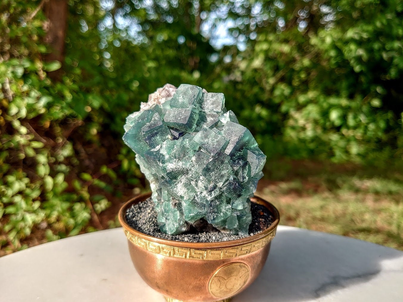 Naughty Gnome Pocket Green/Blue Fluorite Cluster "Diana Maria Mine" on Matrix From United Kingdom / 296g / Small Cabinet Size