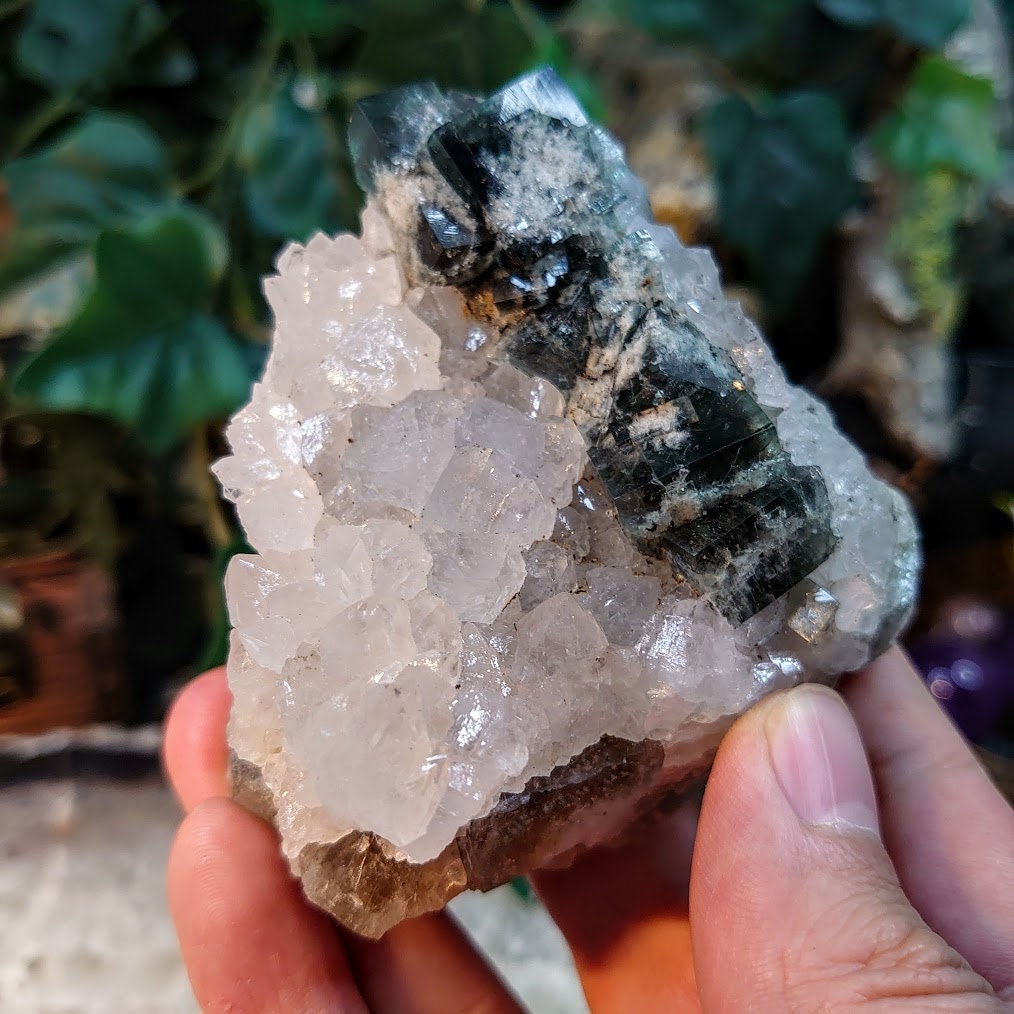 Milky Way Pocket Blue/Green Fluorite Cluster on Quartz, Diana Maria Mine, Rogerley Quarry From United Kingdom / 276g / Small Cabinet Size