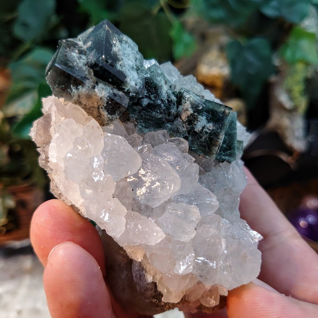 Milky Way Pocket Blue/Green Fluorite Cluster on Quartz, Diana Maria Mine, Rogerley Quarry From United Kingdom / 276g / Small Cabinet Size